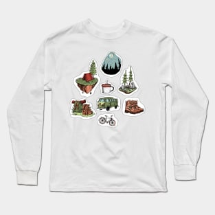 Cute camping stickers Long Sleeve T-Shirt